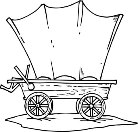 Western Wagon Coloring Page